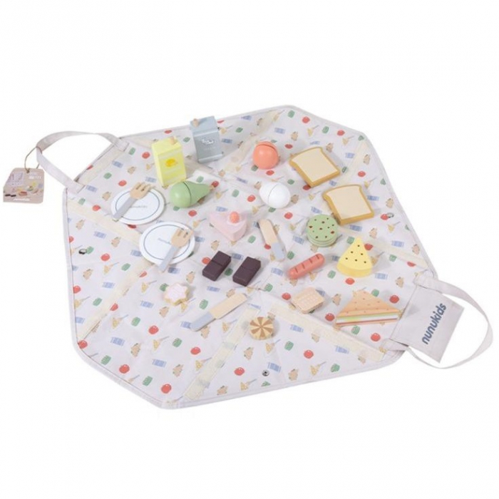 Gentuta picnic cu accesorii din lemn pentru copii, 24 piese, multicolor [2]