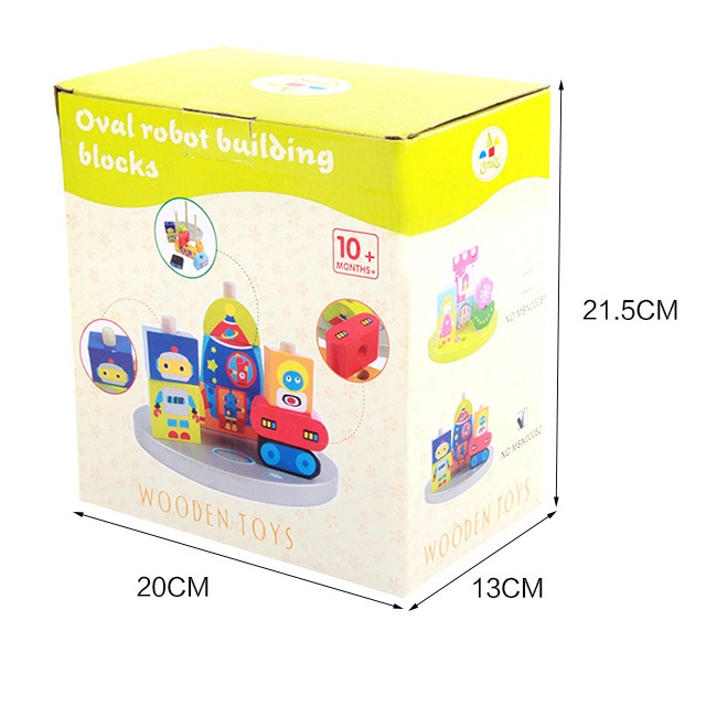 Cuburi lemn constructie Robotii Stintifici, 9 piese, multicolor [5]