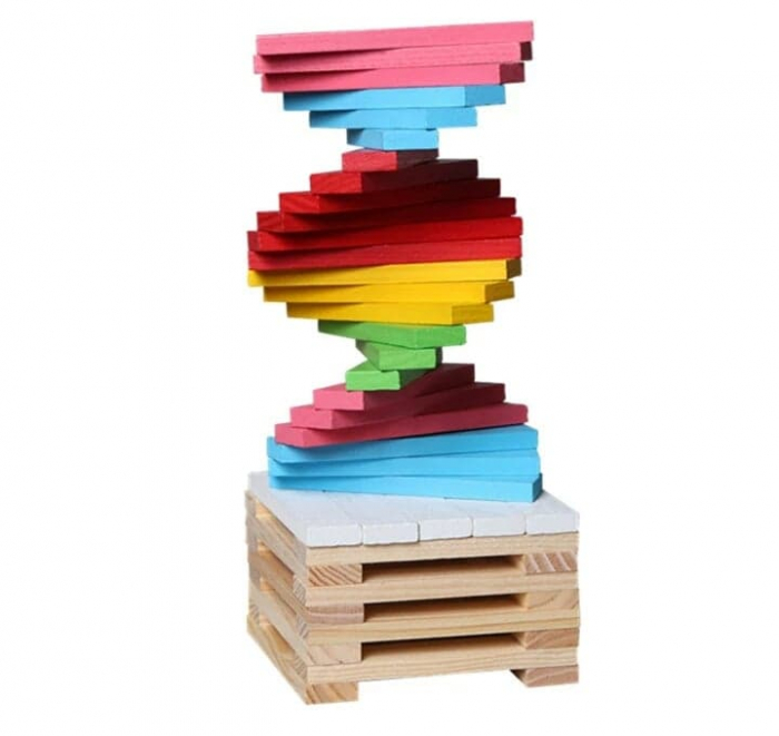 Set constructie, 150 de piese din lemn, multicolor [3]