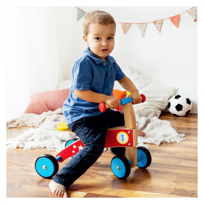 Tricicleta din lemn fara pedale, multicolor [6]