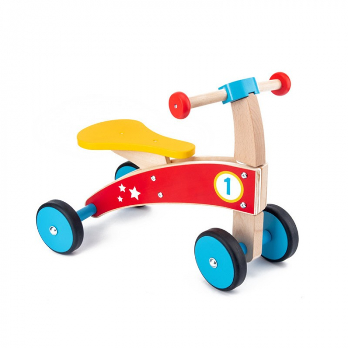 Tricicleta din lemn fara pedale, multicolor [4]