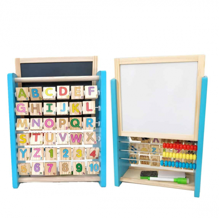 Alfabetar din Lemn cu numaratoare si tabla magnetica, multicolor [2]