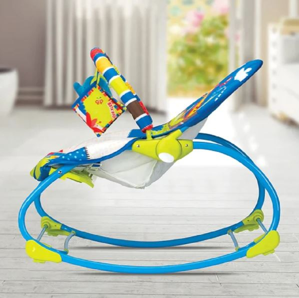 Balansoar electric 2 in 1 si scaunel, Melodii si Vibratii, Albastru [5]