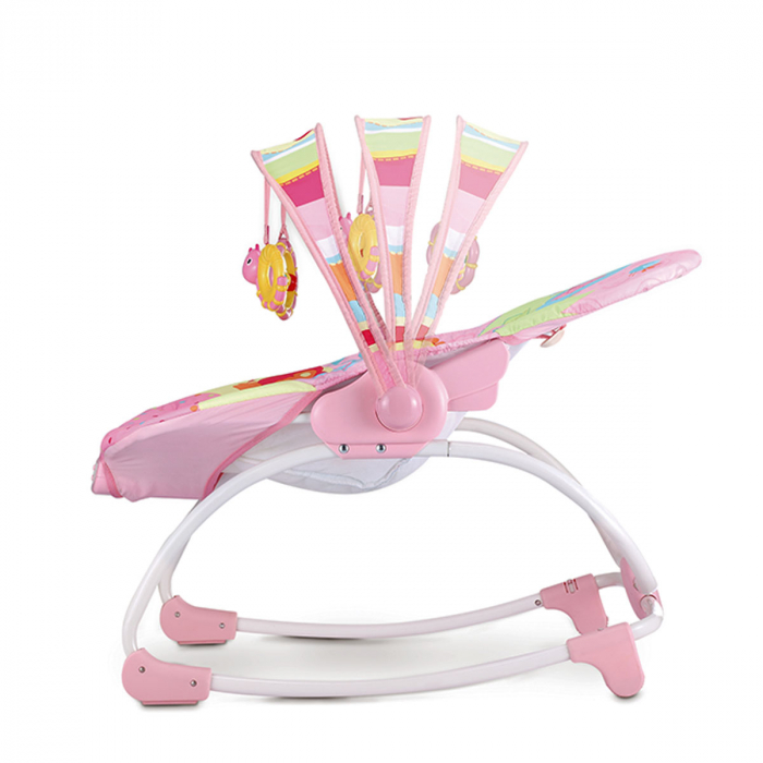 Balansoar electric 2 in 1 si scaunel, Melodii si Vibratii, Roz [4]