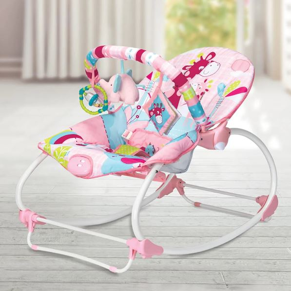 Balansoar electric 2 in 1 si scaunel, Melodii si Vibratii, Roz [2]