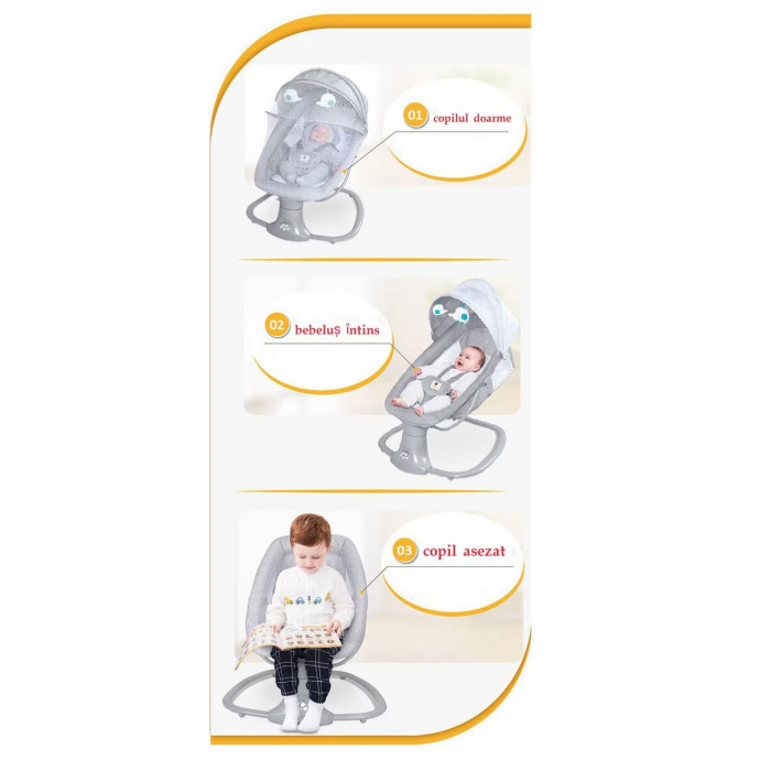 Balansoar electric 3 in 1 Mastela, bluetooth, telecomanda, roz [13]