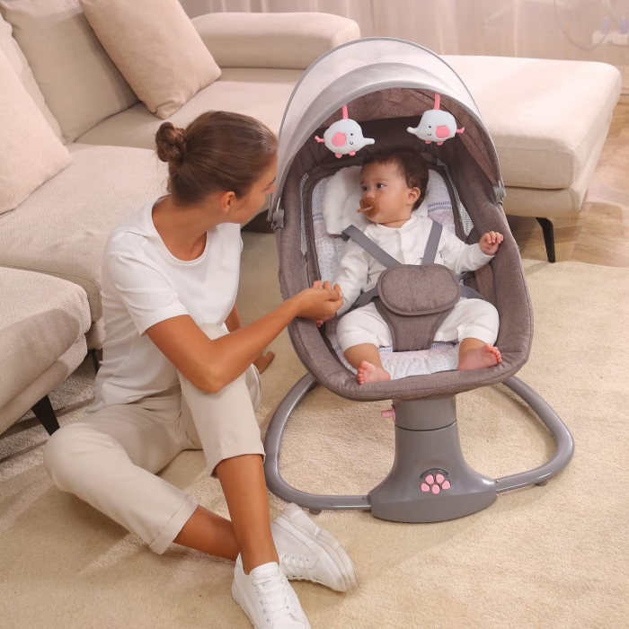 Balansoar electric 3 in 1 Mastela, bluetooth, telecomanda, roz [3]