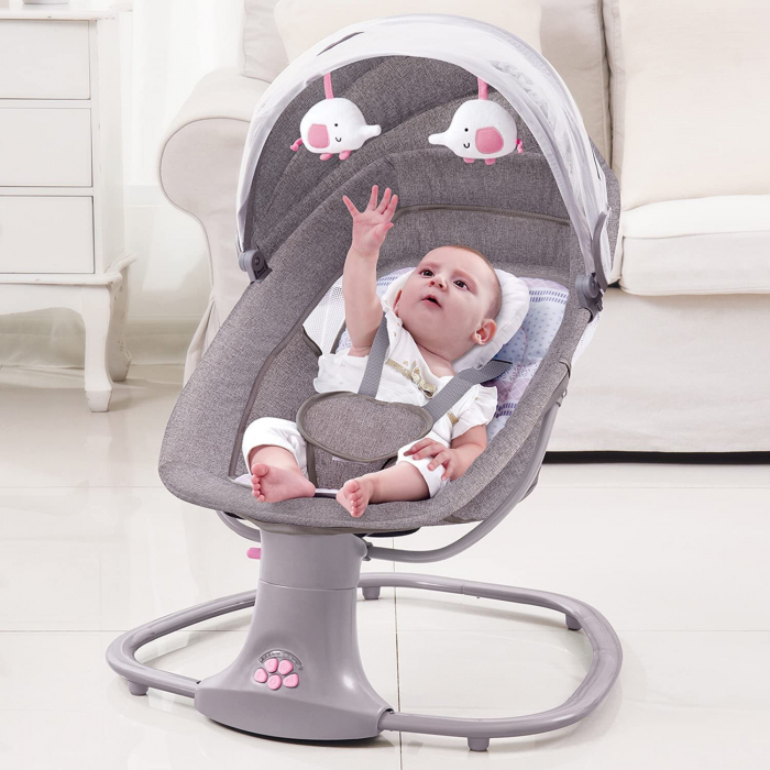Balansoar electric 3 in 1 Mastela, bluetooth, telecomanda, roz [2]
