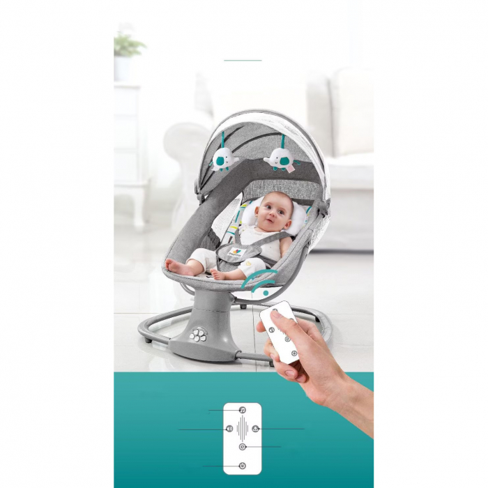 Balansoar electric 3 in 1 Mastela, bluetooth, telecomanda, verde [6]