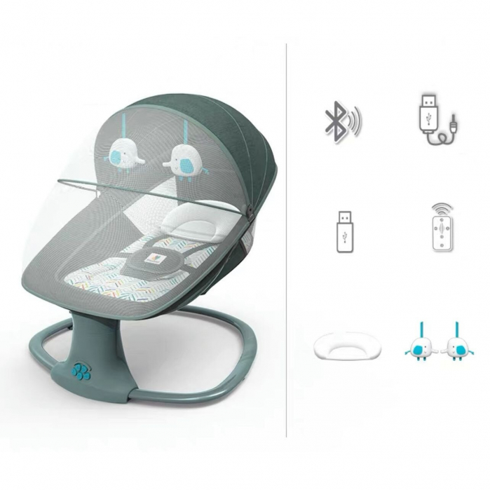 Balansoar electric 3 in 1 Mastela, bluetooth, telecomanda, verde [8]