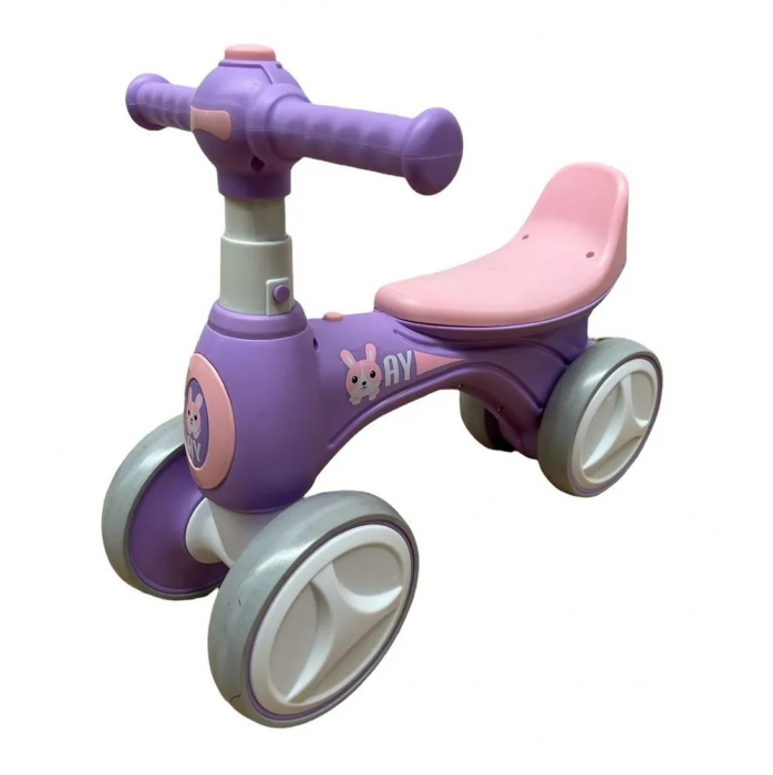 Bicicleta fara pedale cu roti silentioase, pentru copii 1-3 ani, lumini, muzica si baloane de sapun, mov [3]
