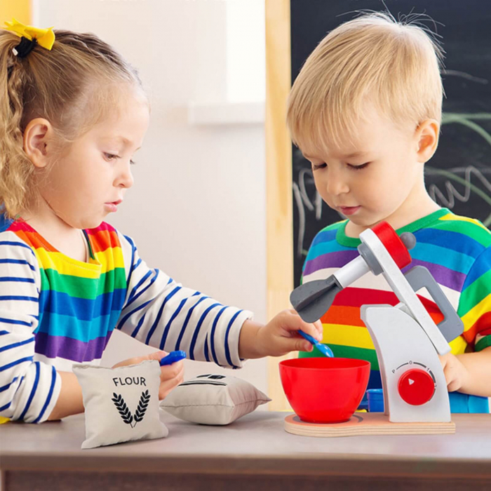 Blender din lemn cu accesorii, multicolor [4]