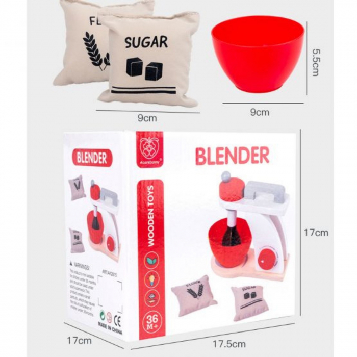 Blender din lemn cu accesorii, multicolor [6]