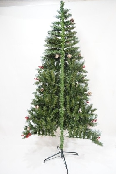 Brad Artificial de Craciun Sectionat pentru Perete/ Colt, 1.80 m inaltime, Verde, Decorat [2]