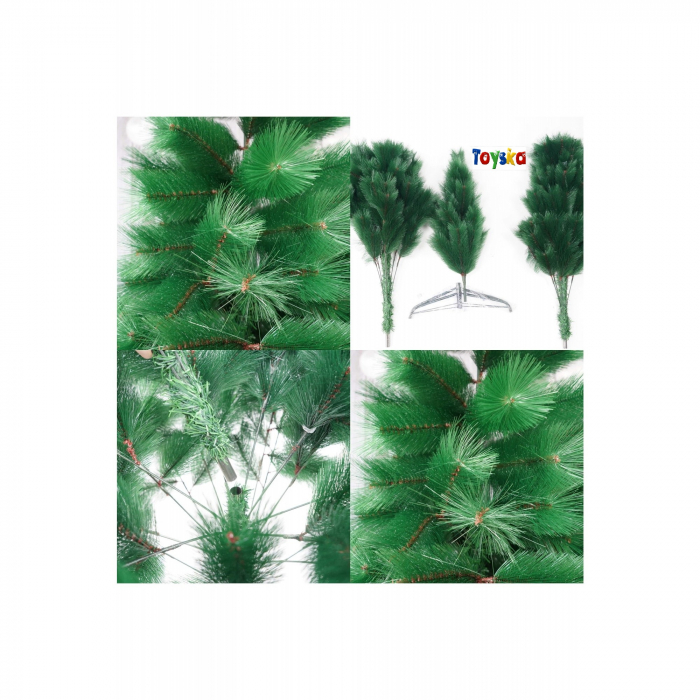 Brad artificial de Craciun tip pin, inaltime 180 cm, 260 ramuri cu ace 3D, verde, suport metalic [4]