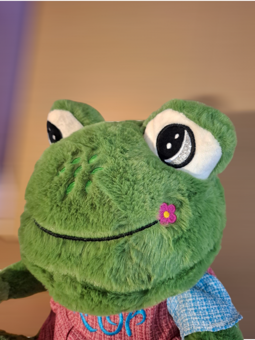 Broscuta Vesela din plus cu rochie, 30 cm, verde [3]