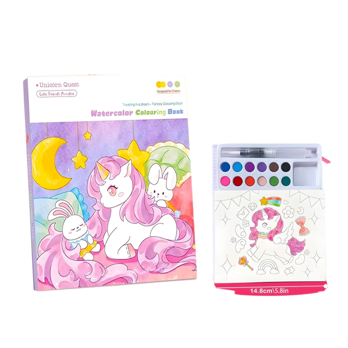 Carte de Colorat cu Acuarela,  Model Unicorn [2]