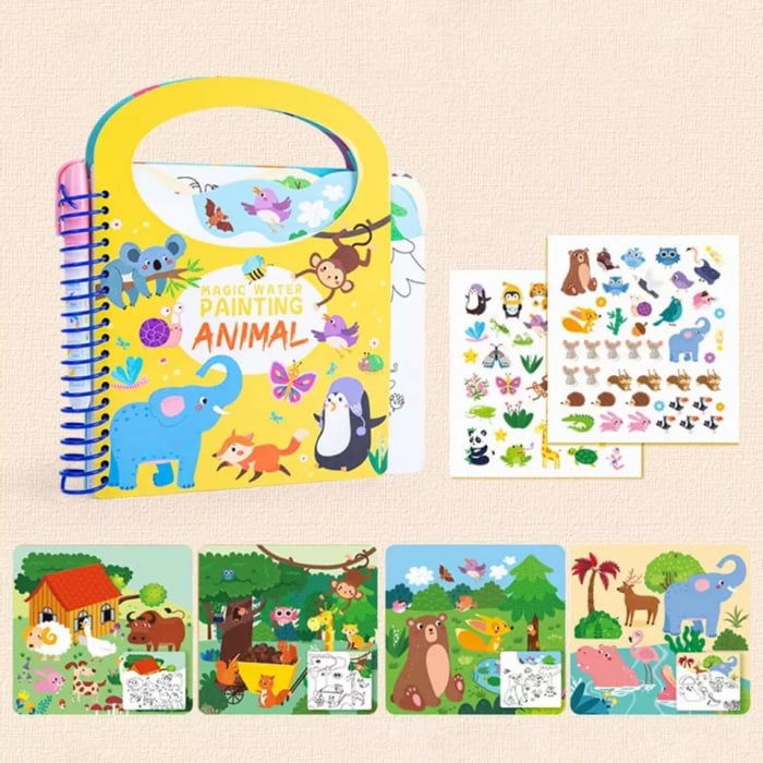 Carte de colorat cu apa Reutilizabila Magic Water Painting Animal, 14 pagini [3]