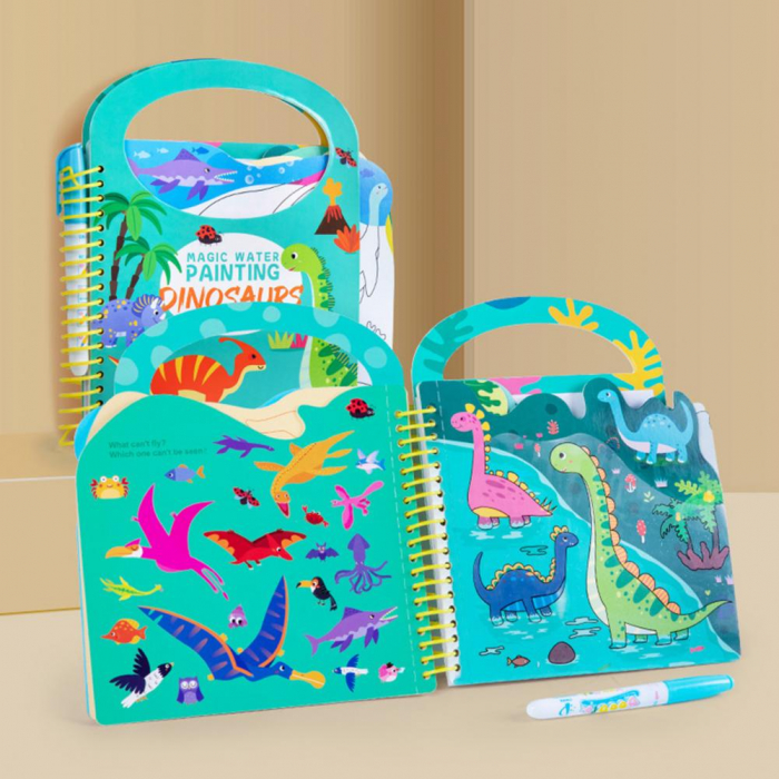 Carte de colorat cu apa Reutilizabila Magic Water Painting Dinosaurs, 14 pagini [3]