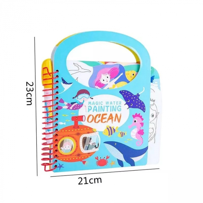 Carte de colorat cu apa Reutilizabila Magic Water Painting Ocean, 14 pagini [4]