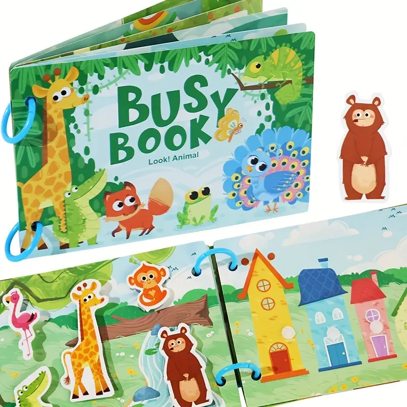 Carte educativa cu stickere reutilizabile Busy Book - Animale, 10 activitati [2]