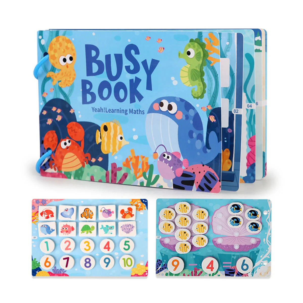 Carte educativa cu stickere reutilizabile Busy Book - Animale Marine, 10 activitati [1]