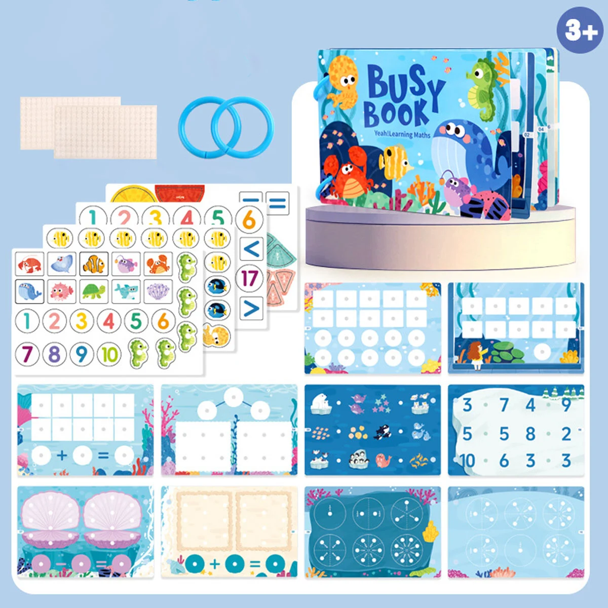 Carte educativa cu stickere reutilizabile Busy Book - Animale Marine, 10 activitati [2]