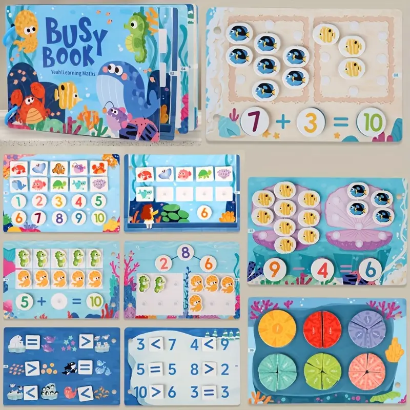 Carte educativa cu stickere reutilizabile Busy Book - Animale Marine, 10 activitati [5]
