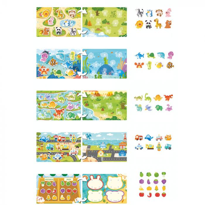Carte educativa cu stickere reutilizabile Busy Book - Dinozauri, 10 activitati [4]