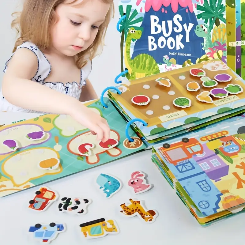 Carte educativa cu stickere reutilizabile Busy Book - Dinozauri, 10 activitati [2]