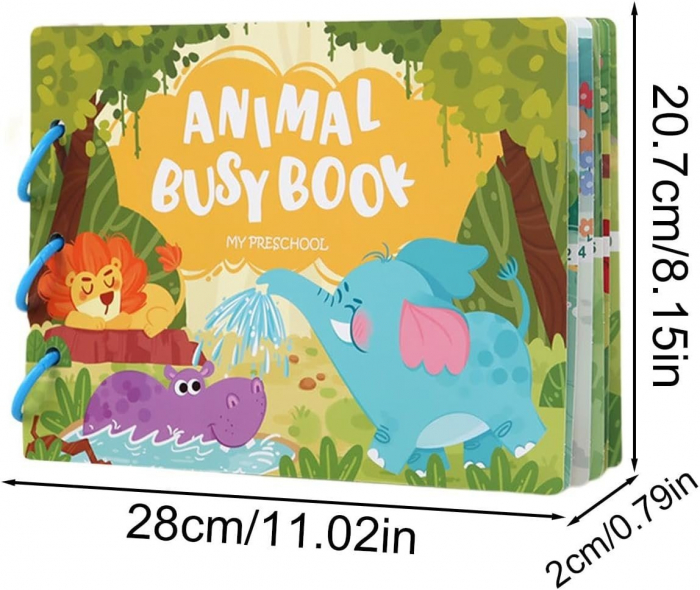 Carte educativa cu stickere reutilizabile Busy Book Preschool- Animale, 10 pagini [5]