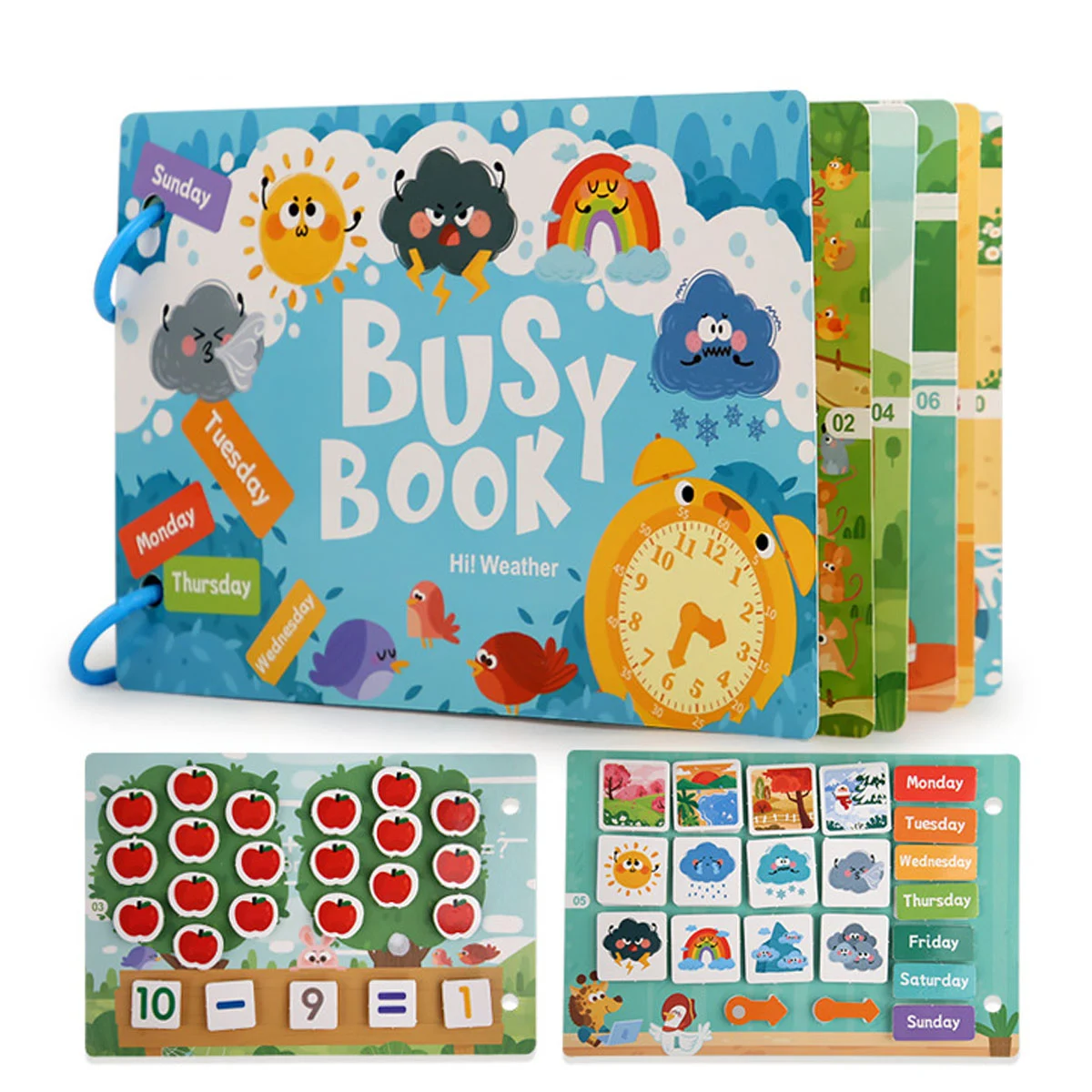 Carte educativa cu stickere reutilizabile Busy Book - Starea Vremii, 10 activitati [1]