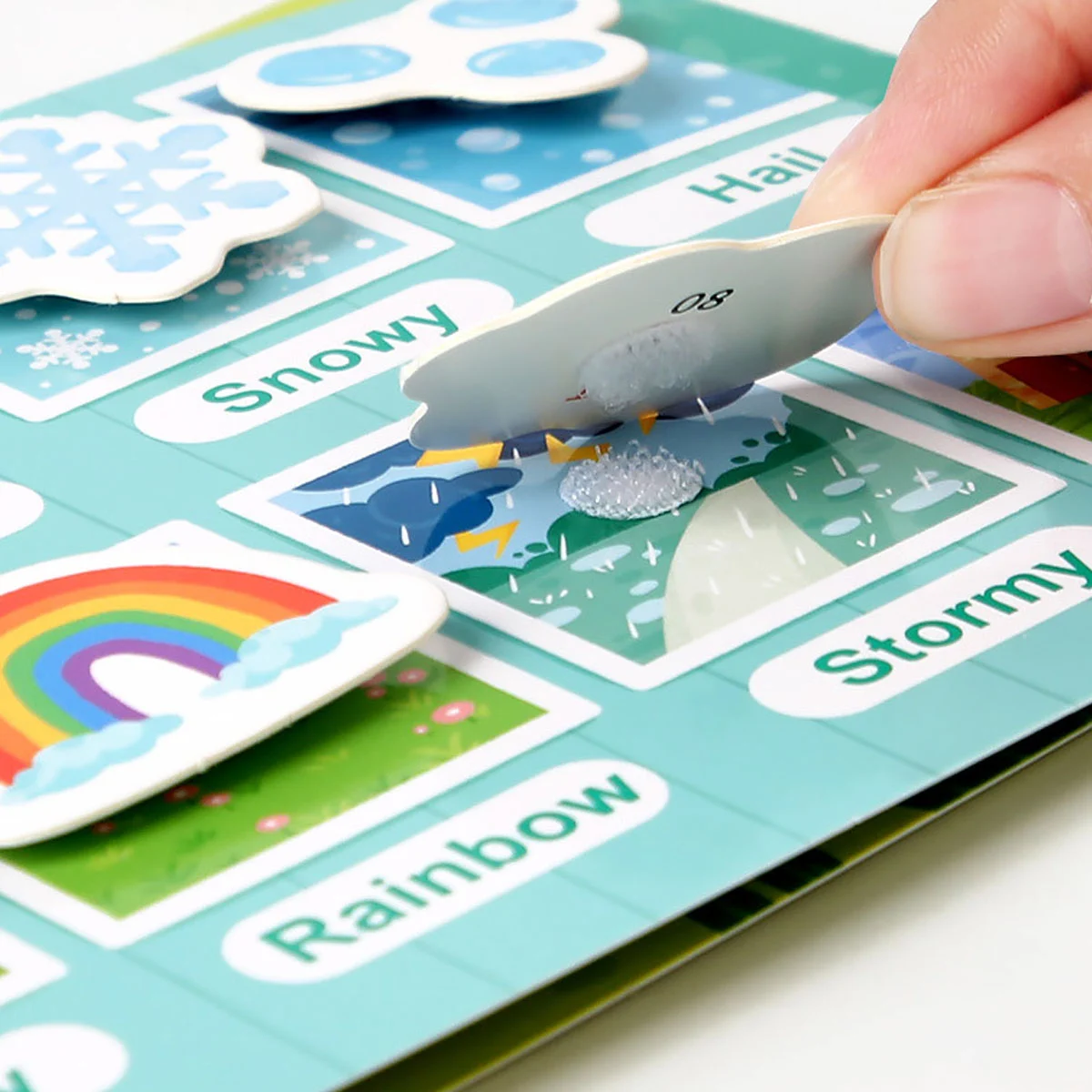 Carte educativa cu stickere reutilizabile Busy Book - Starea Vremii, 10 activitati [4]