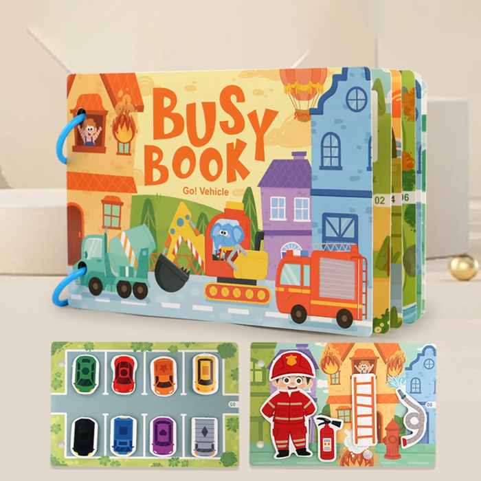 Carte educativa cu stickere reutilizabile Busy Book - Vehicule, 10 activitati [3]