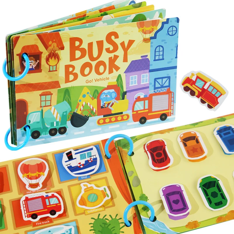 Carte educativa cu stickere reutilizabile Busy Book - Vehicule, 10 activitati [2]