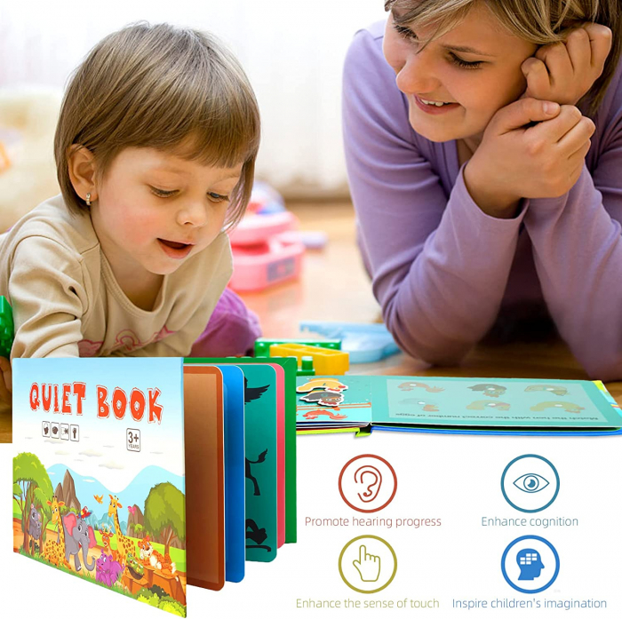 Carte educativa cu stickere reutilizabile Quiet Book - Animale, 10 pagini [3]