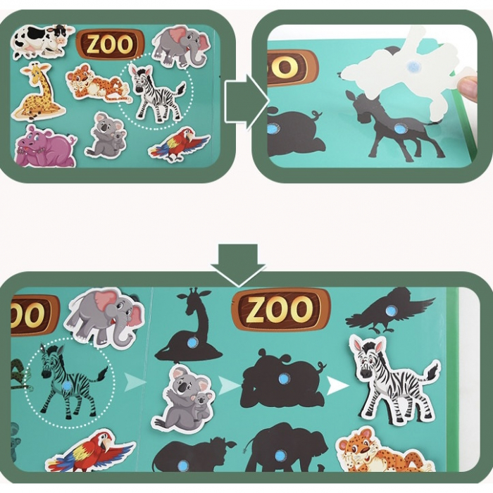 Carte educativa cu stickere reutilizabile Quiet Book - Animale, 10 pagini [4]