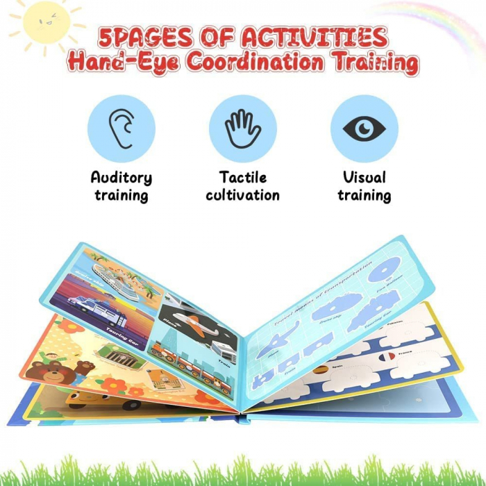Carte educativa cu stickere reutilizabile Quiet Book - Calatorie in jurul lumii, 10 pagini [3]