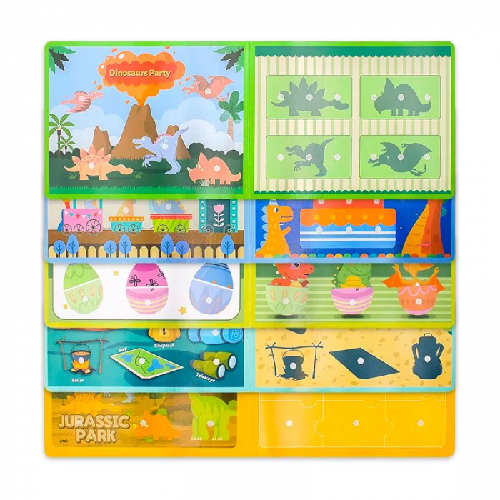 Carte educativa cu stickere reutilizabile Quiet Book - Dinozauri, 10 pagini [4]