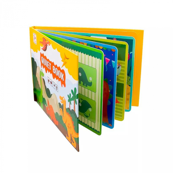 Carte educativa cu stickere reutilizabile Quiet Book - Dinozauri, 10 pagini [5]