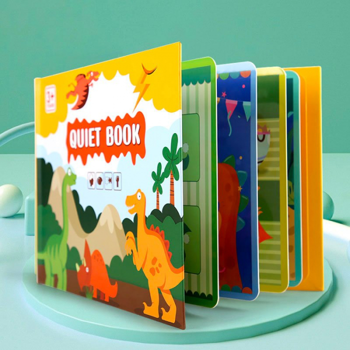 Carte educativa cu stickere reutilizabile Quiet Book - Dinozauri, 10 pagini [3]