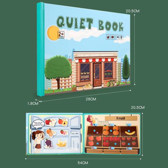 Carte educativa cu stickere reutilizabile Quiet Book - Fructe si Legume, 10 pagini [7]