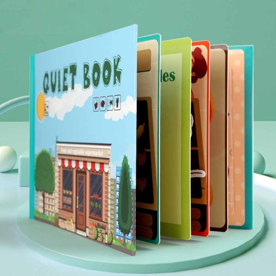 Carte educativa cu stickere reutilizabile Quiet Book - Fructe si Legume, 10 pagini [6]