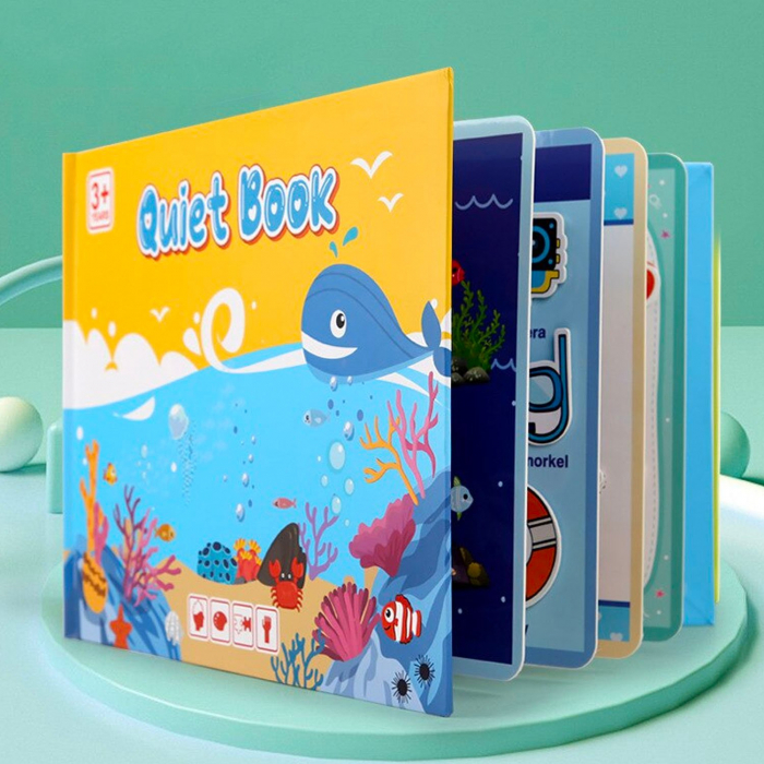 Carte educativa cu stickere reutilizabile Quiet Book - Lumea Oceanelor, 10 pagini [4]