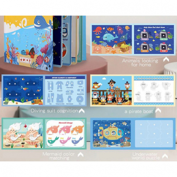 Carte educativa cu stickere reutilizabile Quiet Book - Lumea Oceanelor, 10 pagini [3]