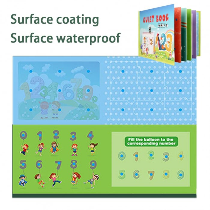 Carte educativa cu stickere reutilizabile Quiet Book - Numere, 10 pagini [3]