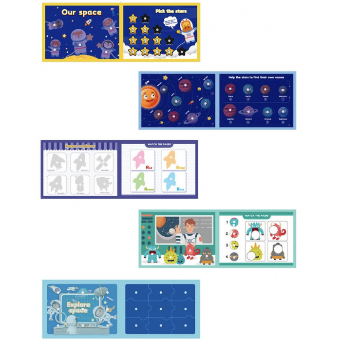Carte educativa cu stickere reutilizabile Quiet Book - Spatiu Cosmic, 10 pagini [2]