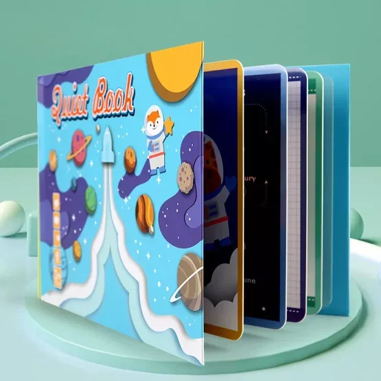 Carte educativa cu stickere reutilizabile Quiet Book - Spatiu Cosmic, 10 pagini [5]