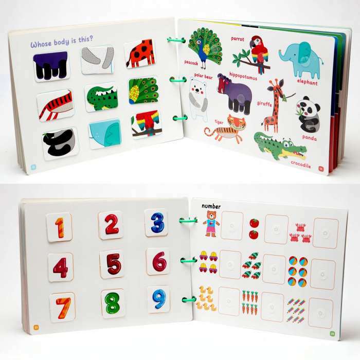 Carte educativa cu stickere reutilizabile Quiet Book Ursuletul, multicolor [2]