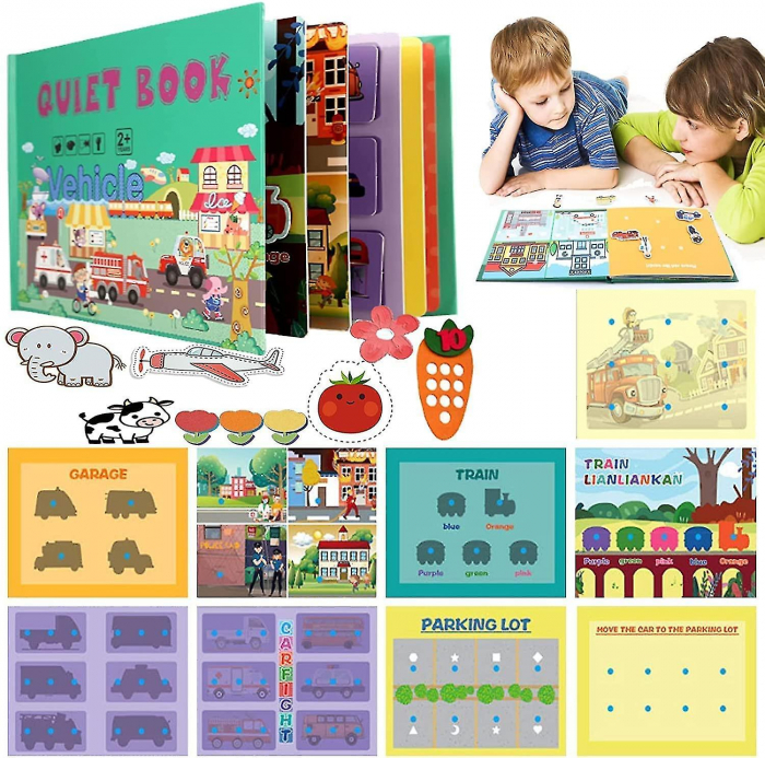 Carte educativa cu stickere reutilizabile Quiet Book - Vehicule, 10 pagini [4]